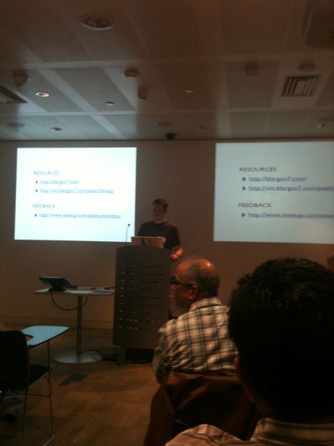 Presenting at the second London Selenium Users group